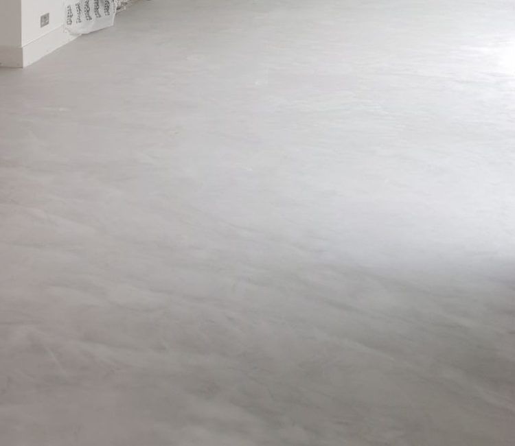 light grey microcement flooring